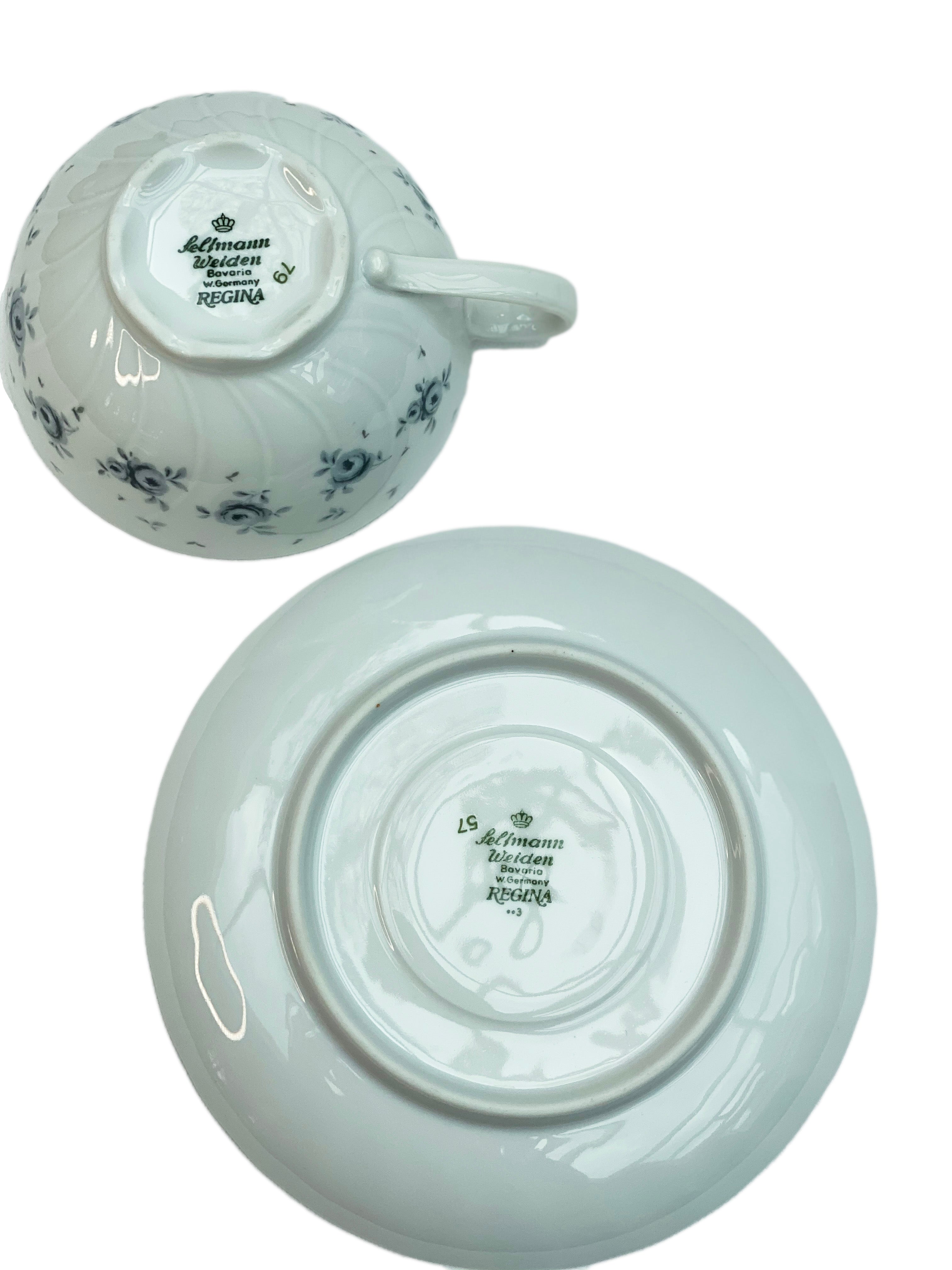 Seltmann Weiden Bavaria, Tea Cup and Saucer, Regina Pattern, Blue Flowers - Gina Decor