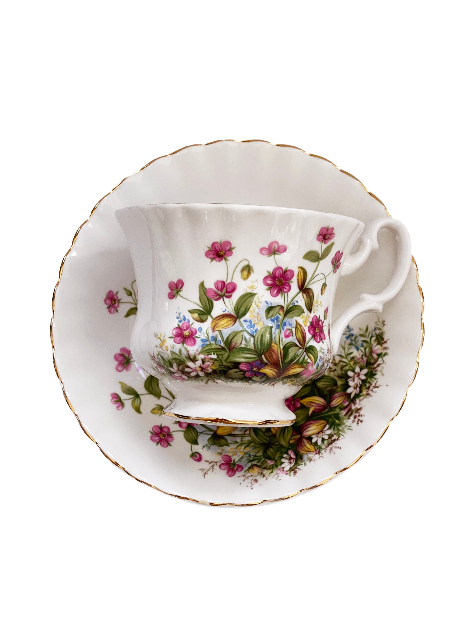 Vintage Richmond Serenity Teacup Tea Cup and Saucer Bone China - Gina Decor