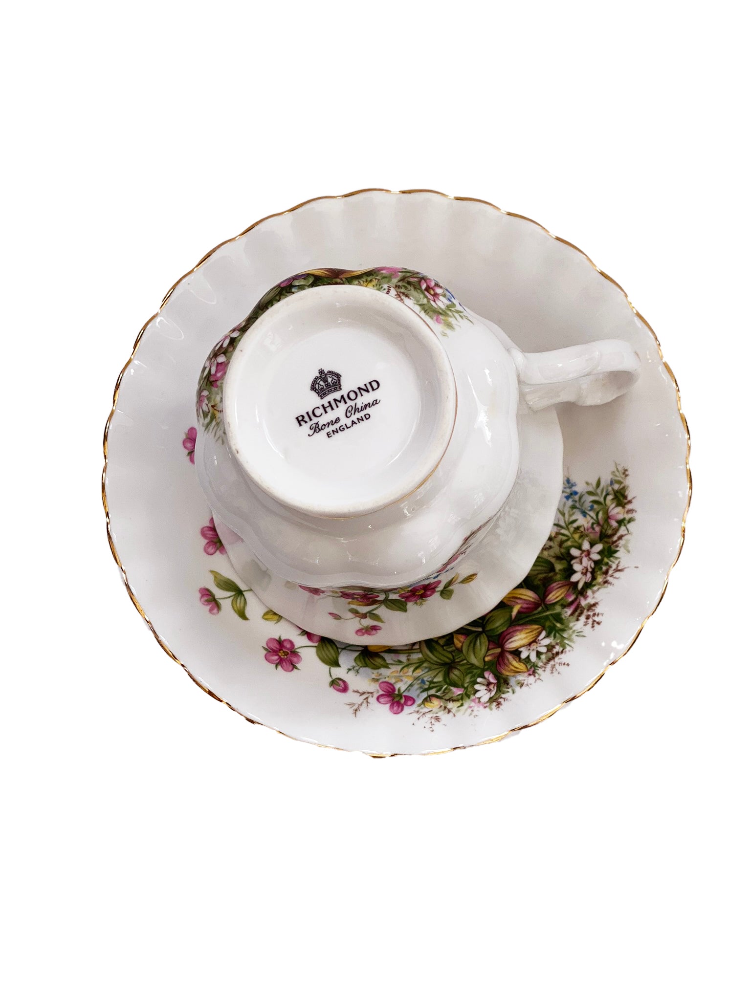 Vintage Richmond Serenity Teacup Tea Cup and Saucer Bone China - Gina Decor