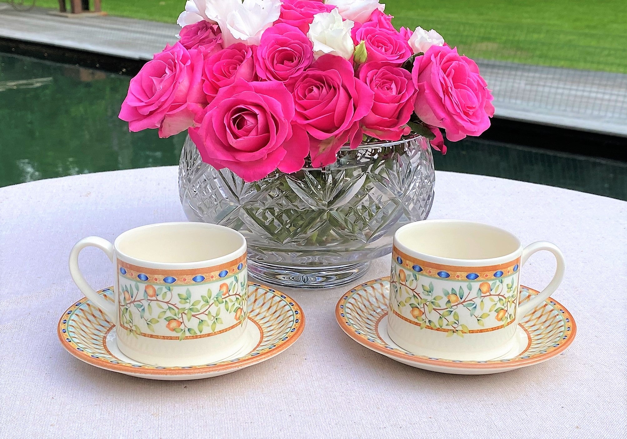 Vintage Teacups and Saucers from Creative Tableware set of 2 - Gina Decor