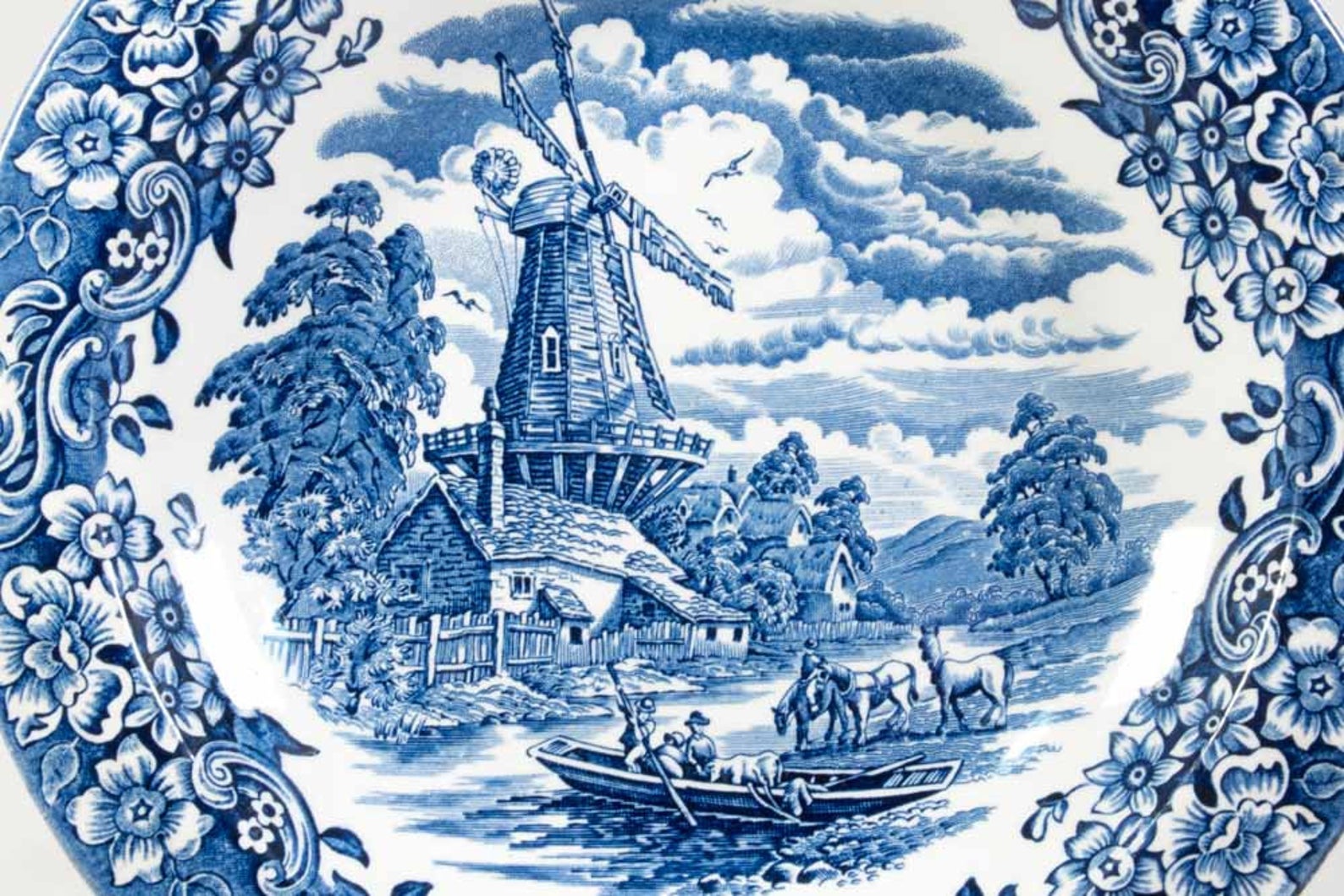 Royal Tudor Ware  plate, 17 th century England, W.N. Mellor, Ironstone, windmill, deep plate - Gina Decor
